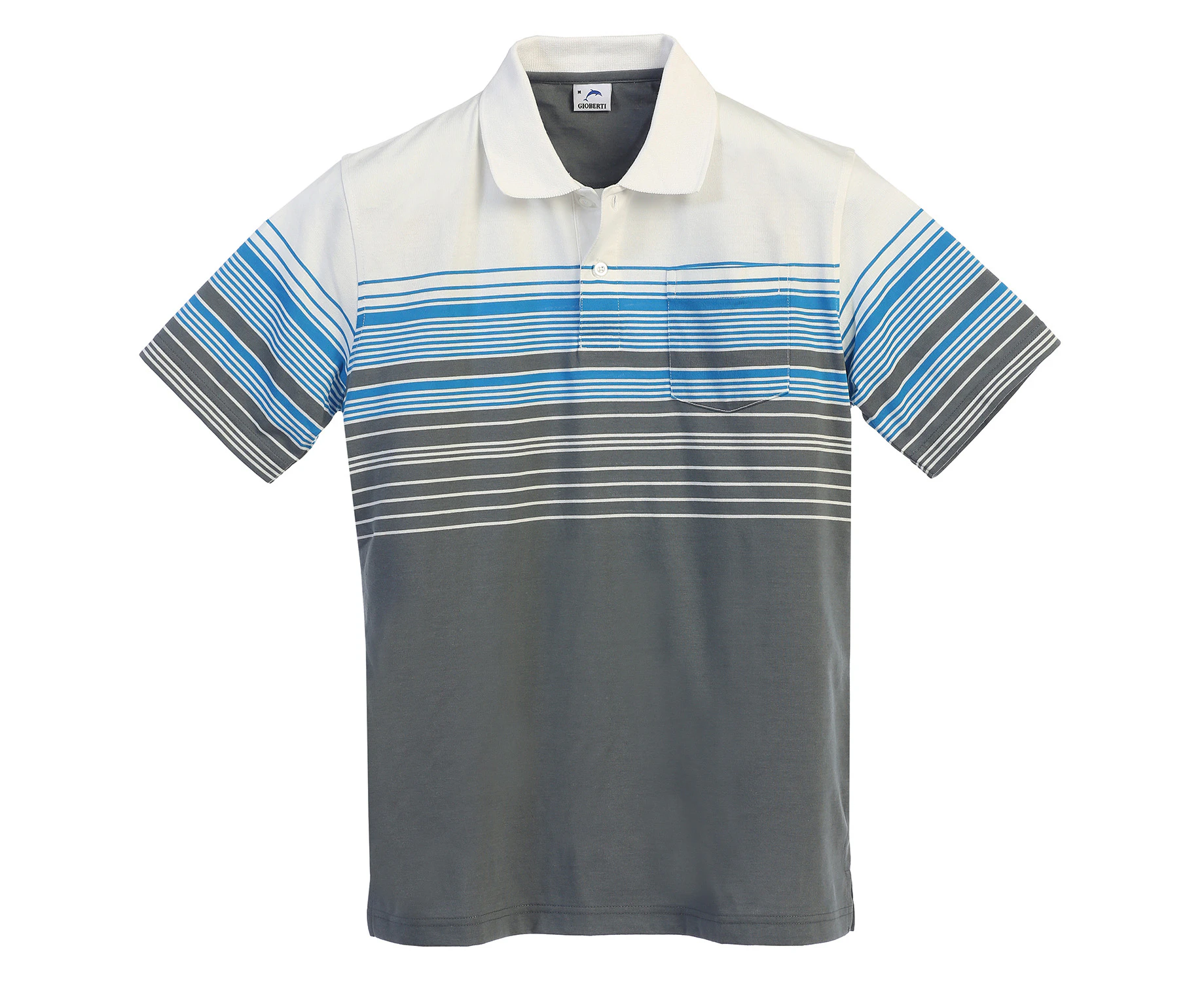 Gioberti Men's Striped Polo Shirt With Pocket - Yarn Dye