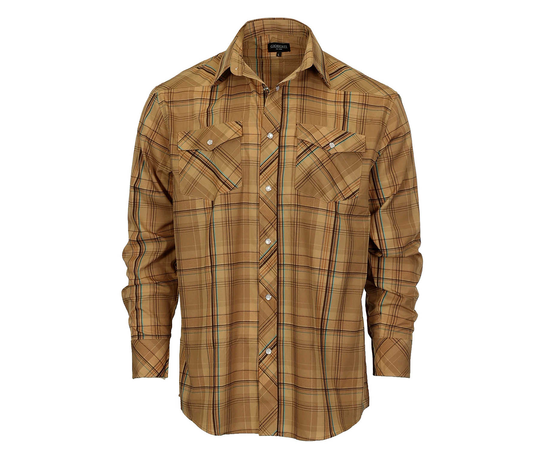 Gioberti Men's Western Plaid Long Sleeve Shirt With Pearl Snap-on