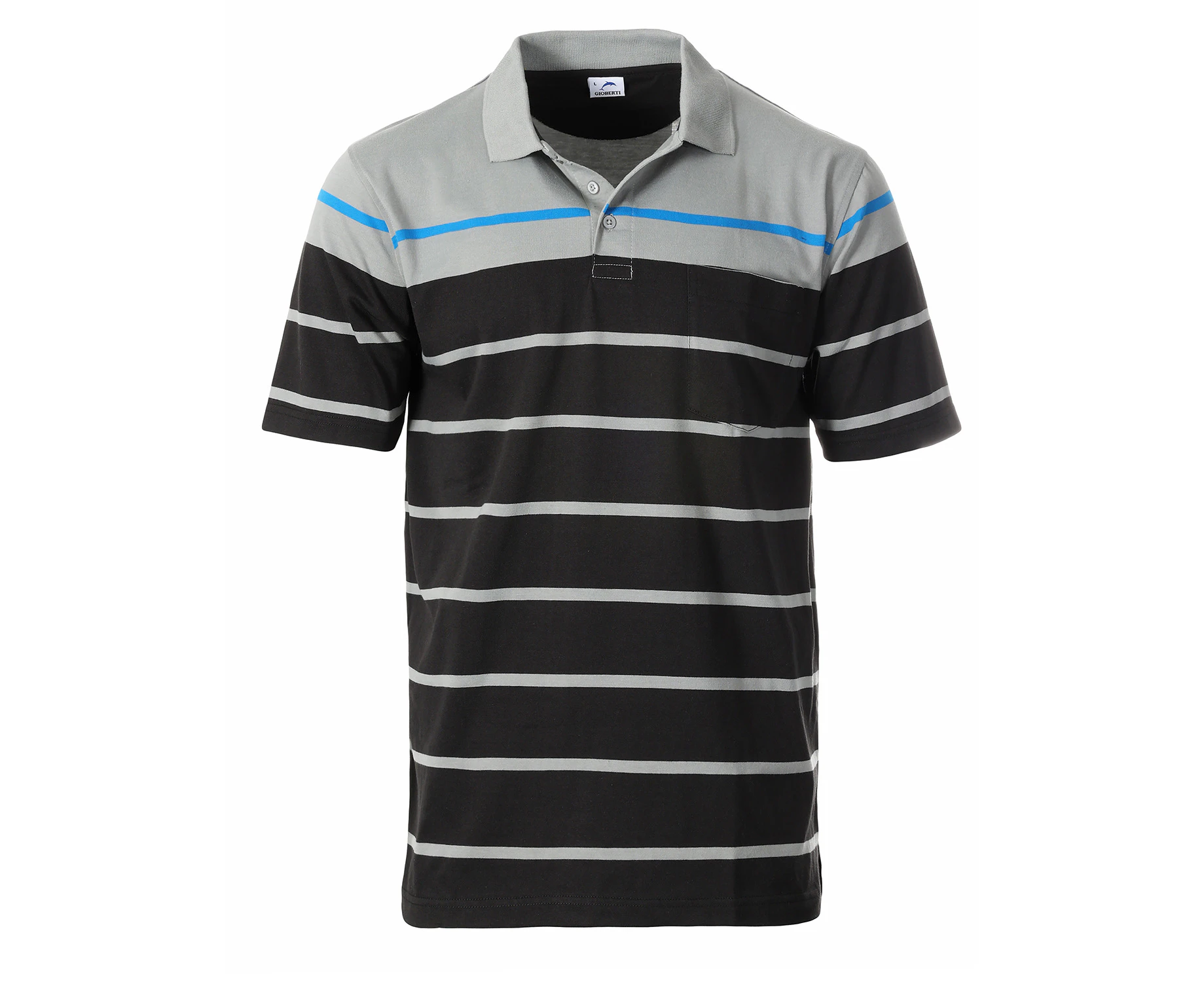 Gioberti Men's Single Stripe Polo Shirt With Pocket