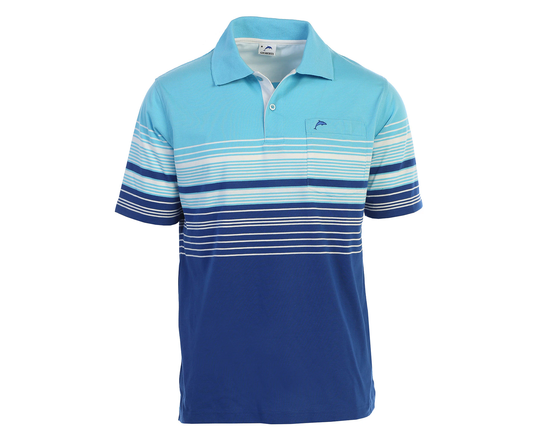 Gioberti Men's Striped Polo Shirt With Pocket - Yarn Dye