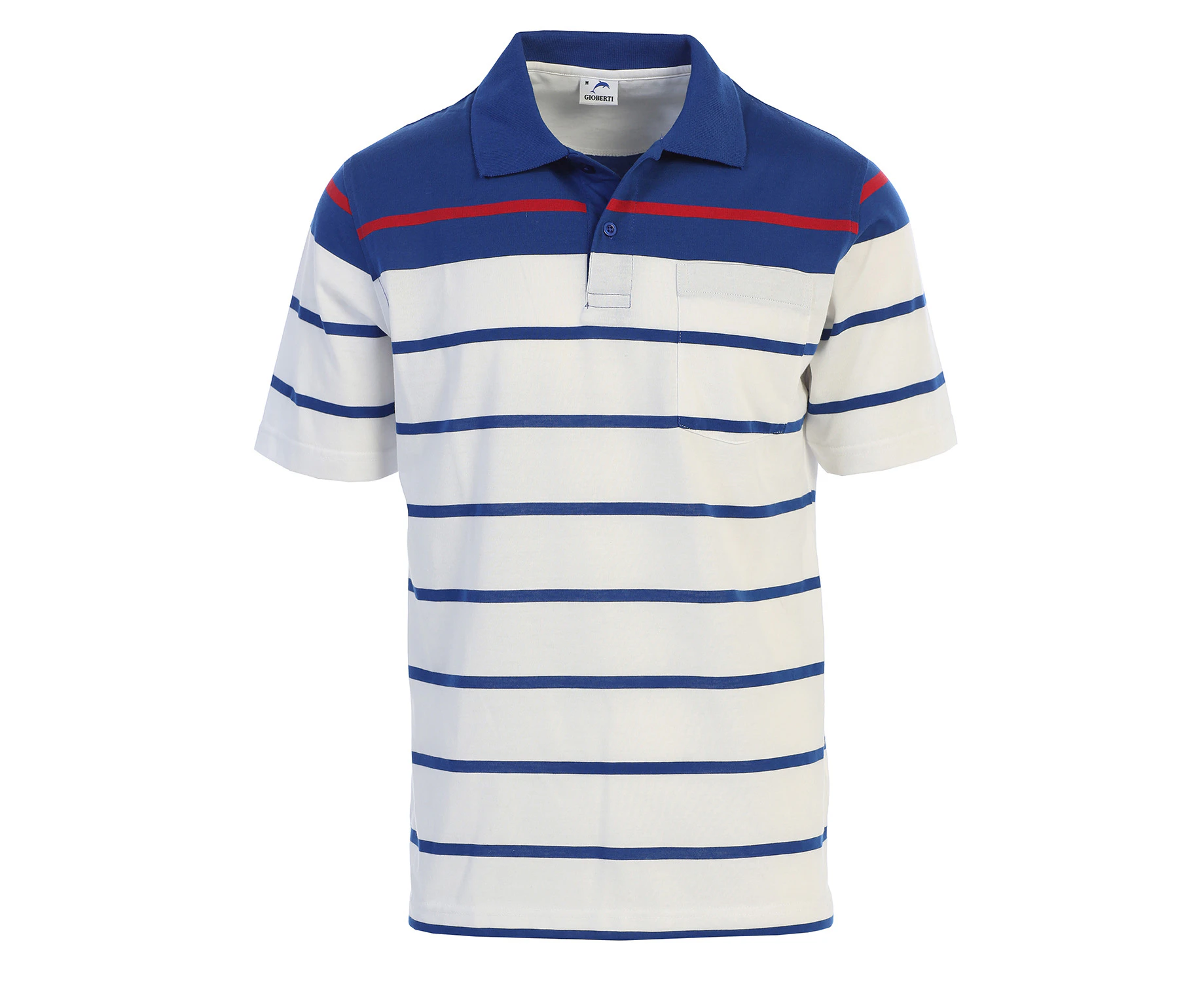 Gioberti Men's Single Stripe Polo Shirt With Pocket