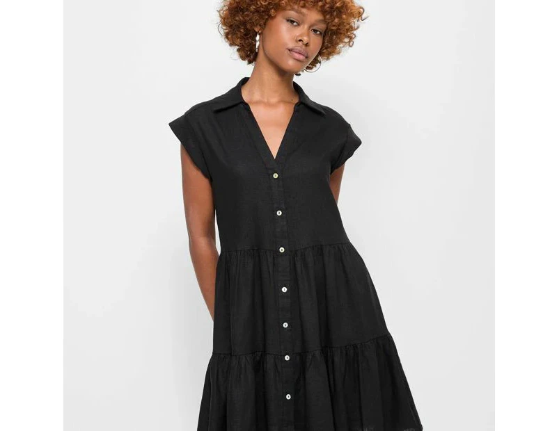 Petites Linen Blend Tiered Mini Dress - Dannii Minogue