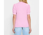 Target Puff Sleeve Ribbed Henley T-Shirt