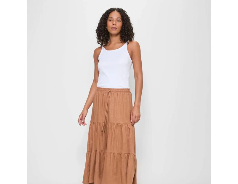 Target Linen Blend Tiered Maxi Skirt