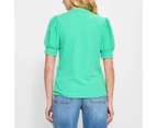 Target Puff Sleeve Ribbed Henley T-Shirt