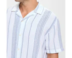 Target Linen Blend Textured Stripe Revere Shirt