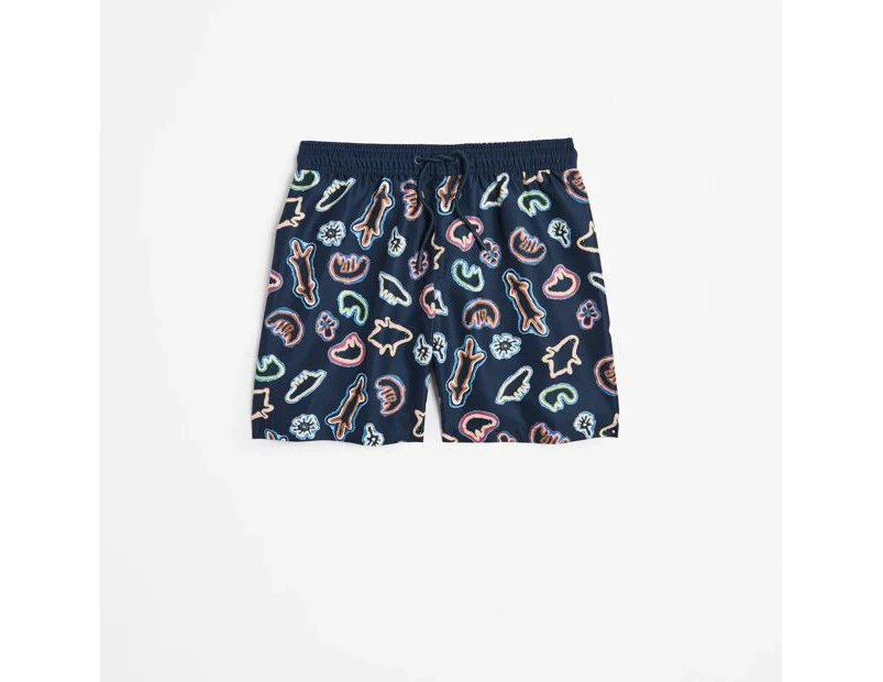 Family Matching Boys Youth Swim Boardshort - Warlukurlangu Print