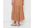 Target Linen Blend Tiered Maxi Skirt