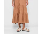 Target Linen Blend Tiered Maxi Skirt