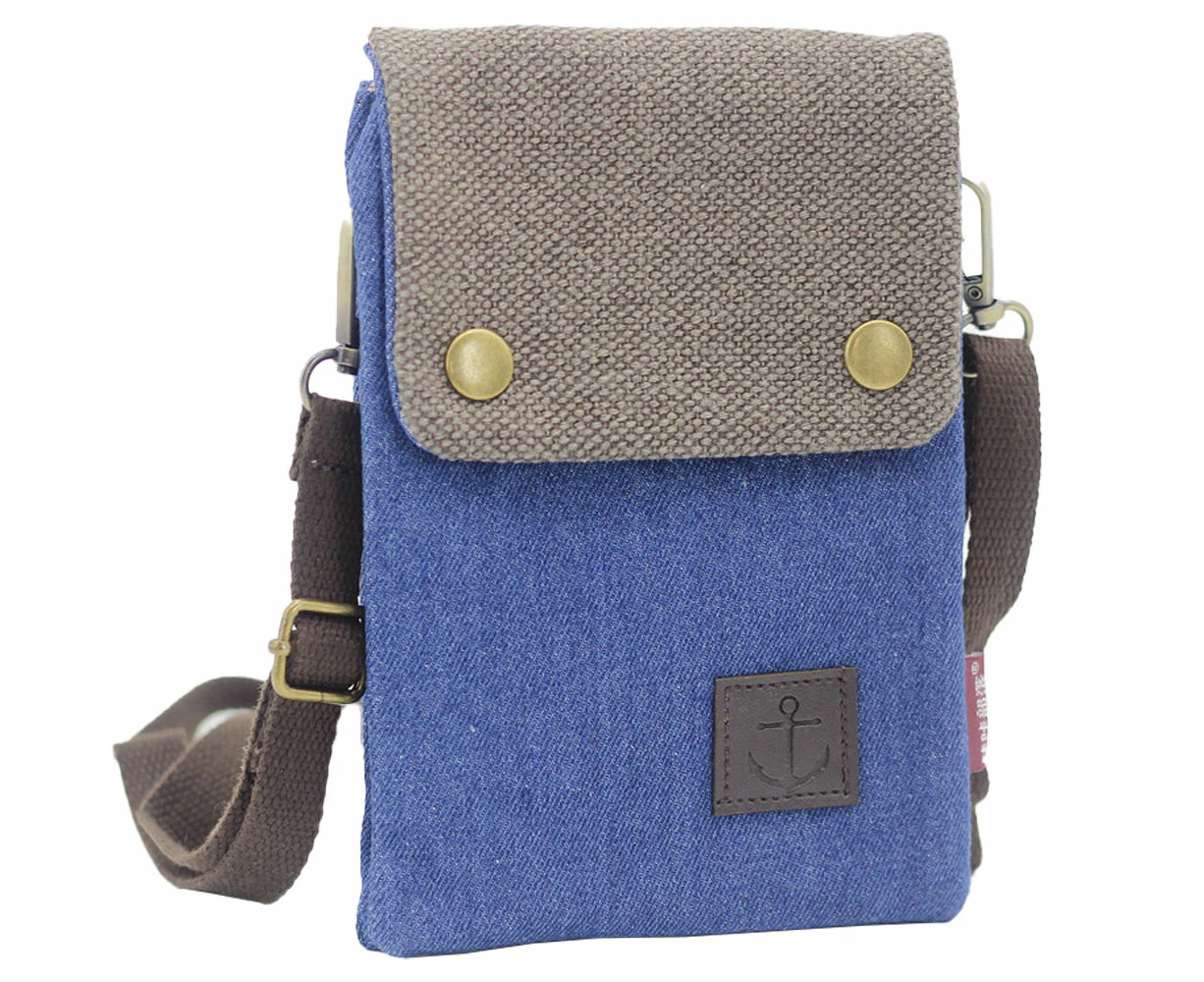 Small messenger bag mobile phone bag with shoulder strap, girl canvas mobile phone wallet