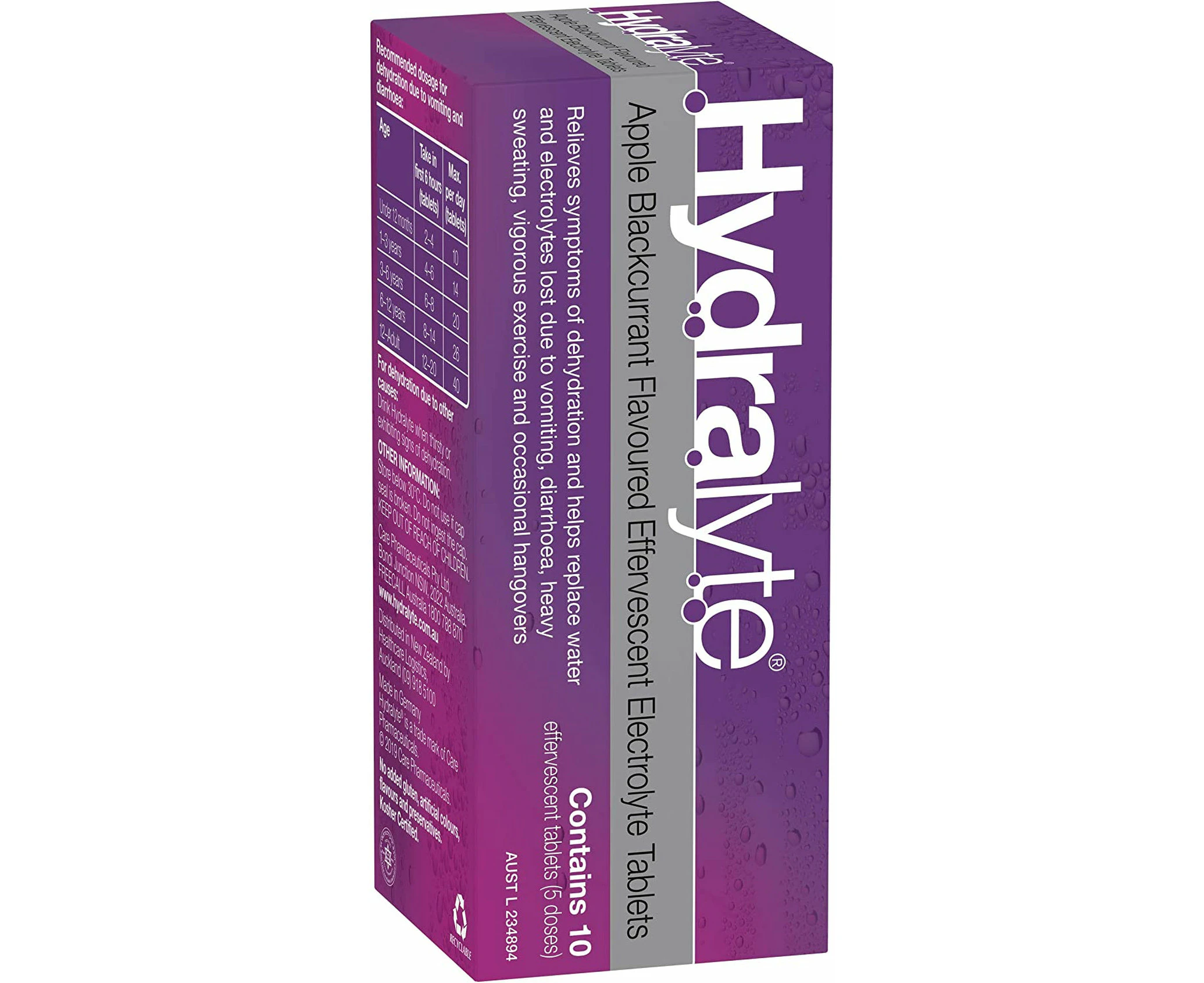 Hydralyte Effervescent Electrolyte Tablets Apple Blackcurrant Flavoured 10 Tablets