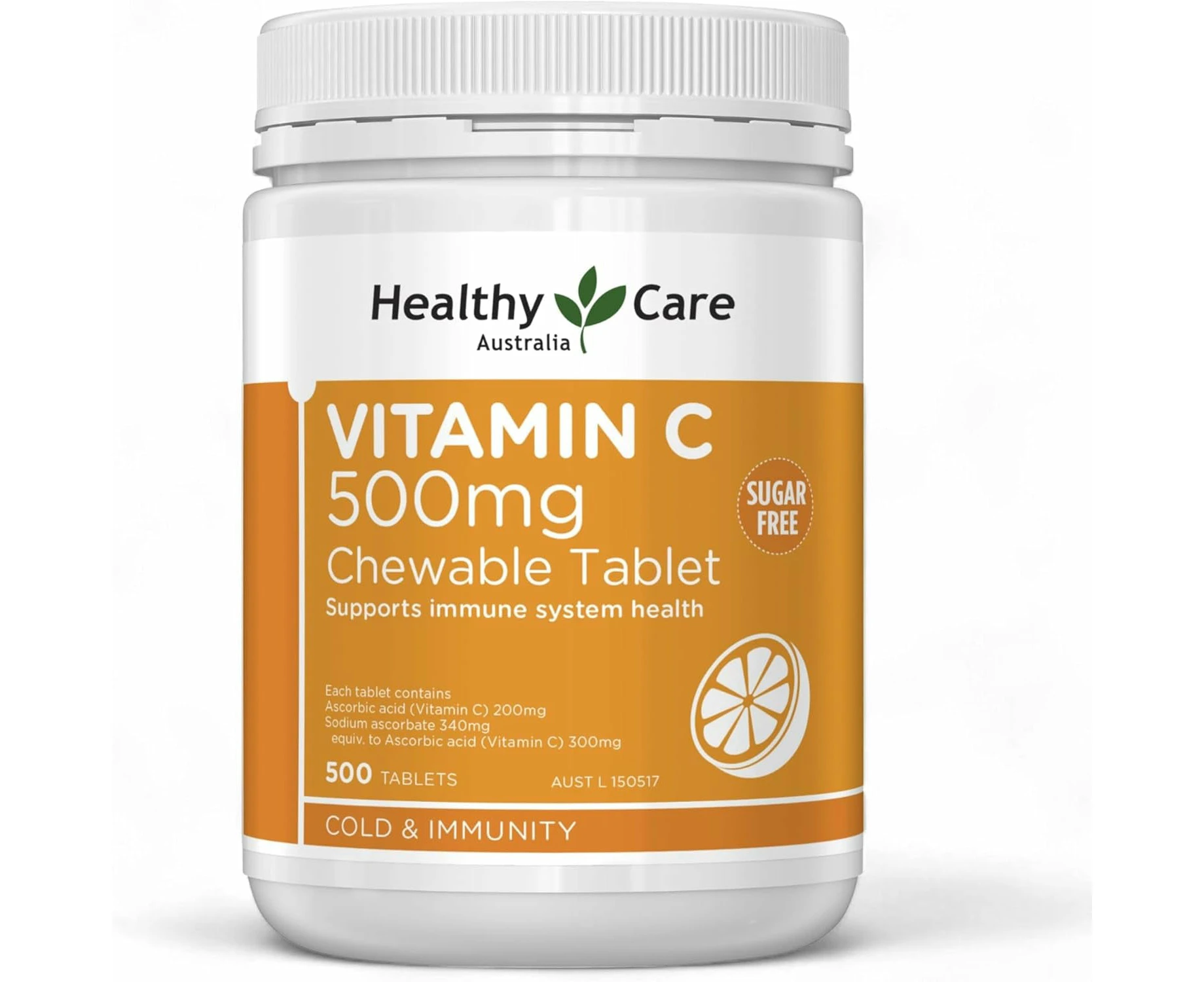 Healthy Care Vitamin C Chewable Tablets - Supports Skin Health an Improves Immunity - Antioxidant Support - Premium Qual | Daily Support