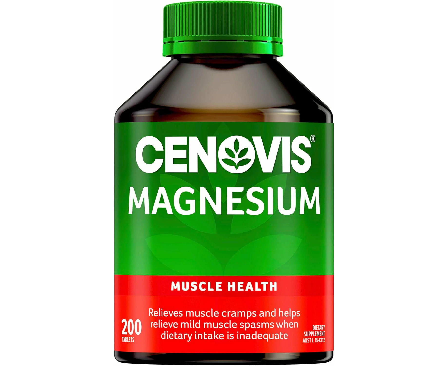 Cenovis Magnesium Tablets 200 - Relieves Muscle Cramps & helps reduce Mild Muscle Spasms, When Dietary Intake Is Inadequate - Supports Bone Health