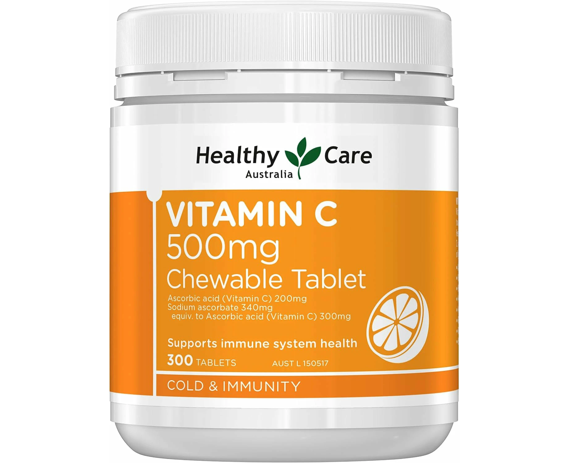 Healthy Care Vitamin C Chewable Tablets - Supports Skin Health an Improves Immunity - Antioxidant Support - Premium Qual | Daily Support