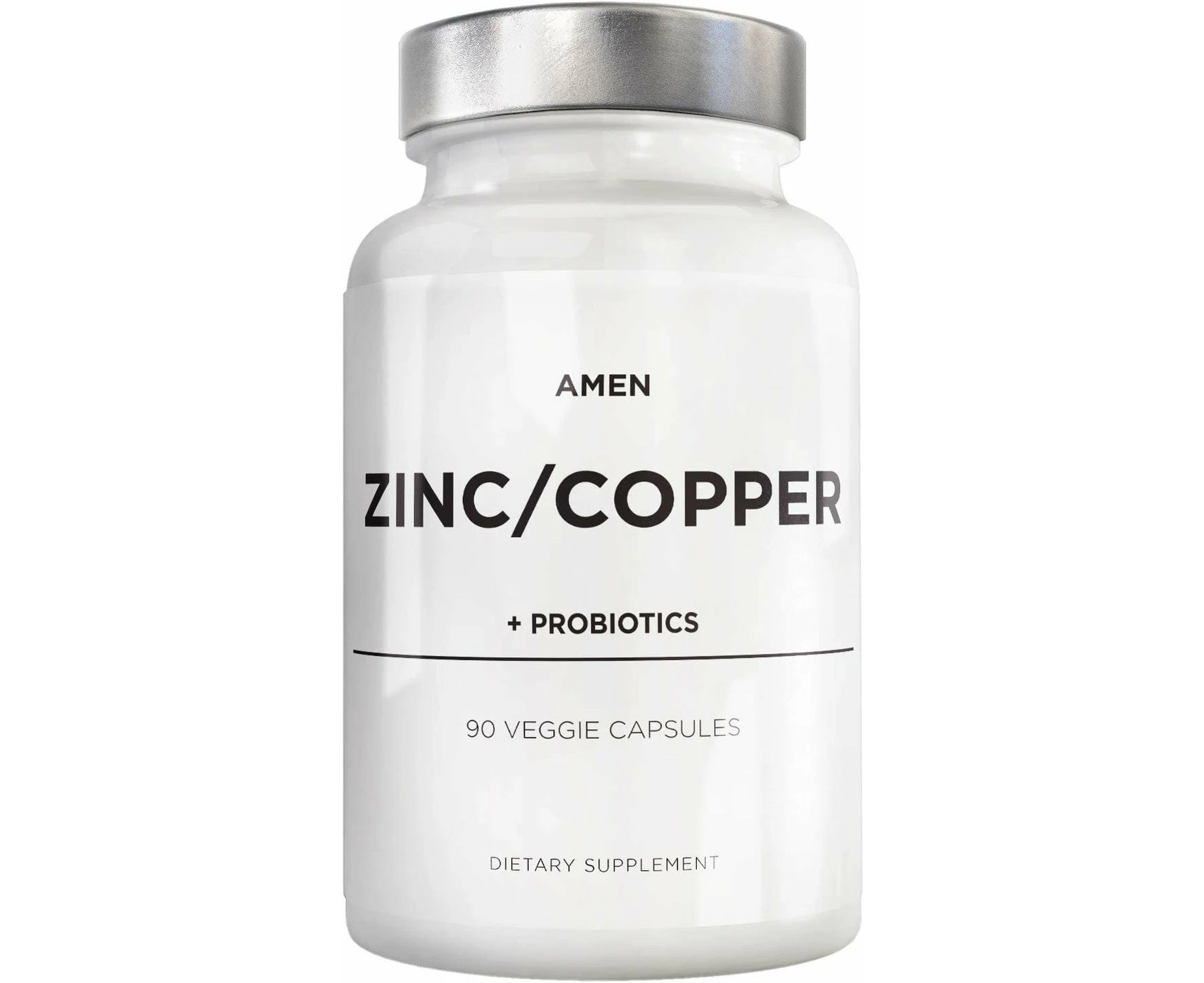 Amen Zinc & Copper Supplement + Probiotics, 3 Months Supply, One Per Day - 50 mg Zinc Picolinate Vitamin Pills - Essential Mineral - for Wellness