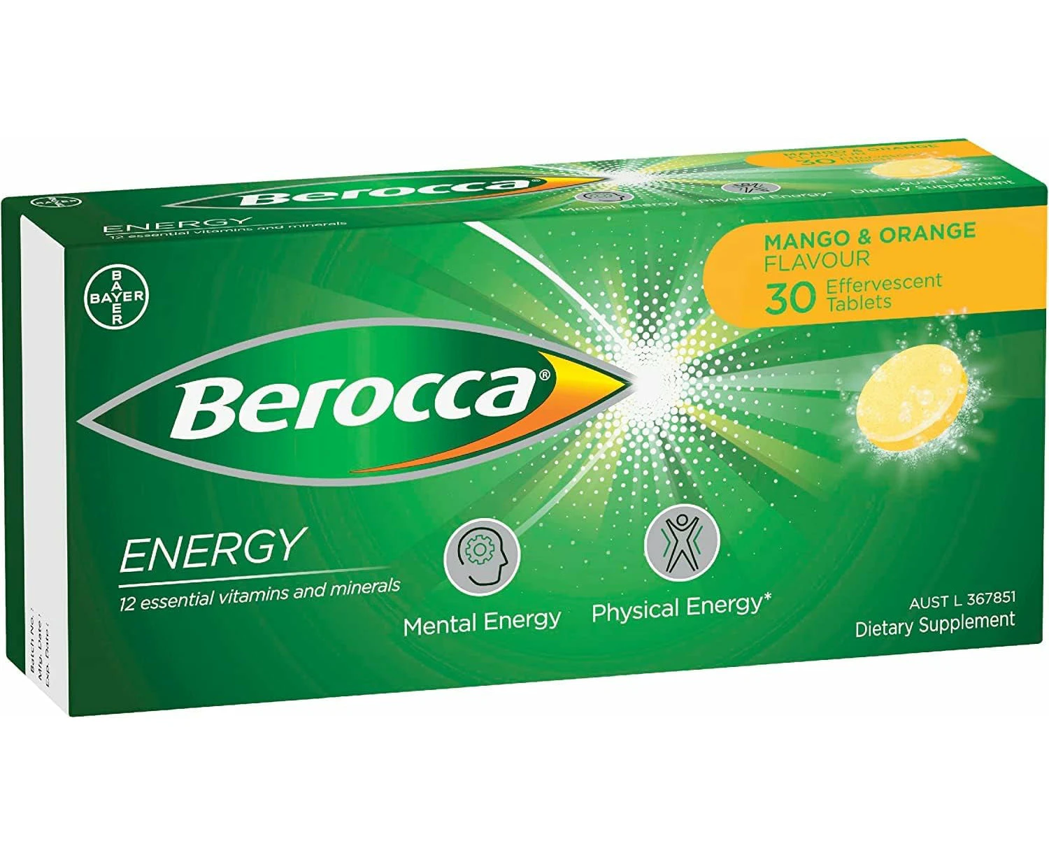 Berocca Energy Multivitamin with B Vitamins: B3, B6, B12, Vitamin C, Zinc, Calcium and Magnesium, to Support Physical En | Daily Support