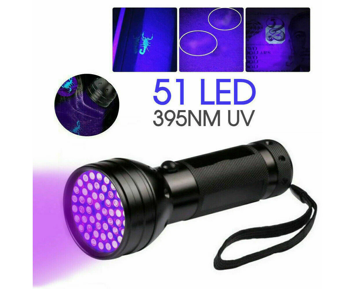 UV Torch Ultra Violet Flashlight Blacklight Light Lamp 51 LED 395 nM Aluminum