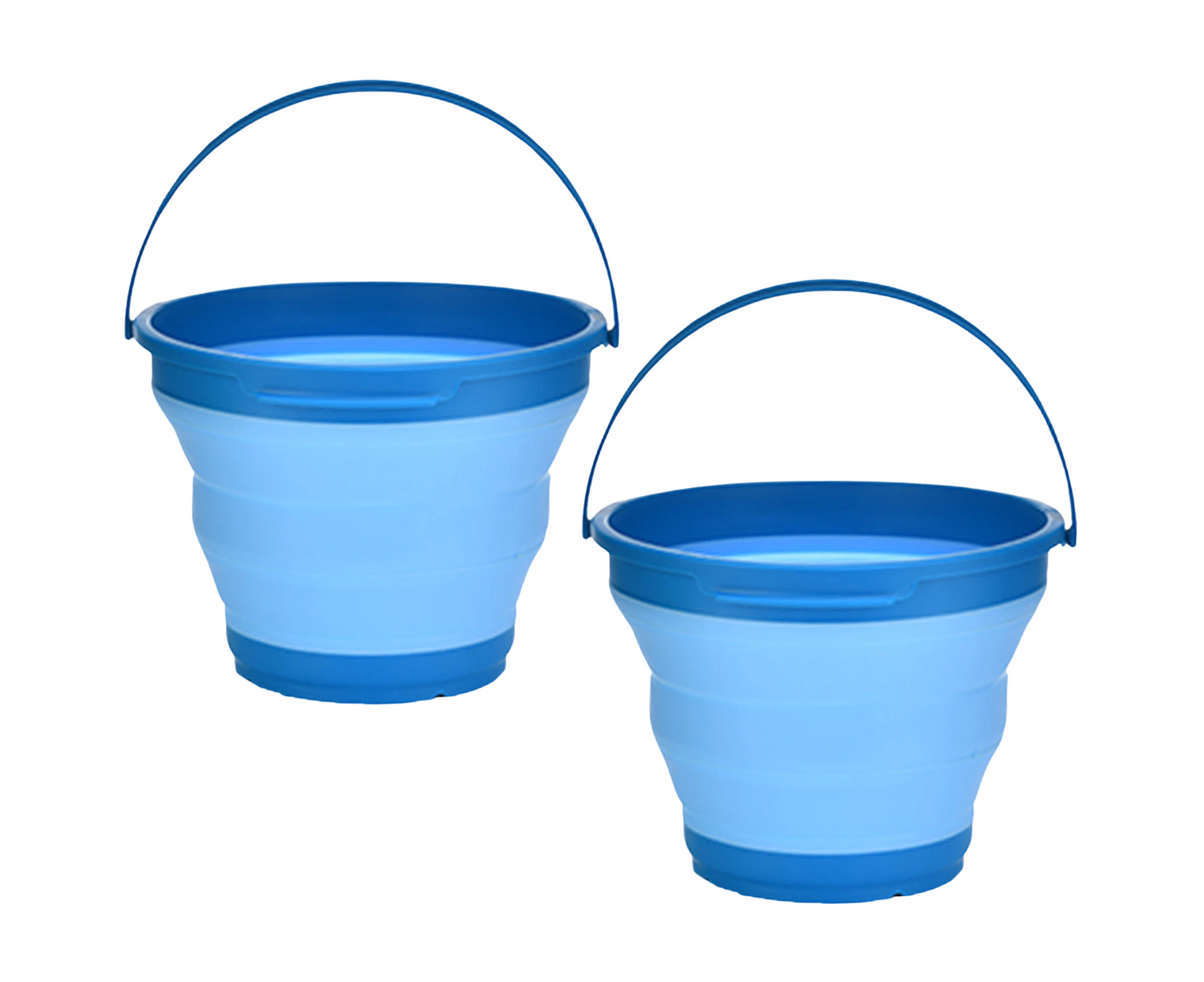 2x 7L Foldable Collapsible Silicone Bucket for Home/Hiking/Camping/Fishing -Blue