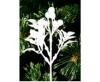 White Berries & Foliage With Silver Glitter Christmas Spray Clip Pick - 19cm Wide