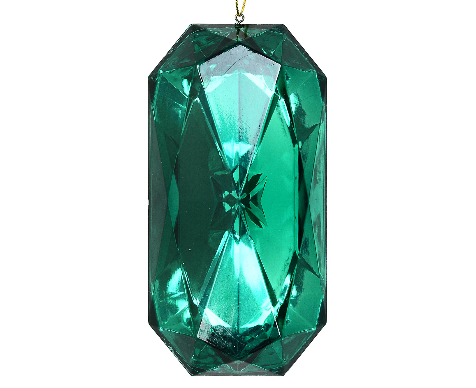 Emerald Simulant Acrylic Jewel Christmas Bauble Hanging Decoration - 14cm