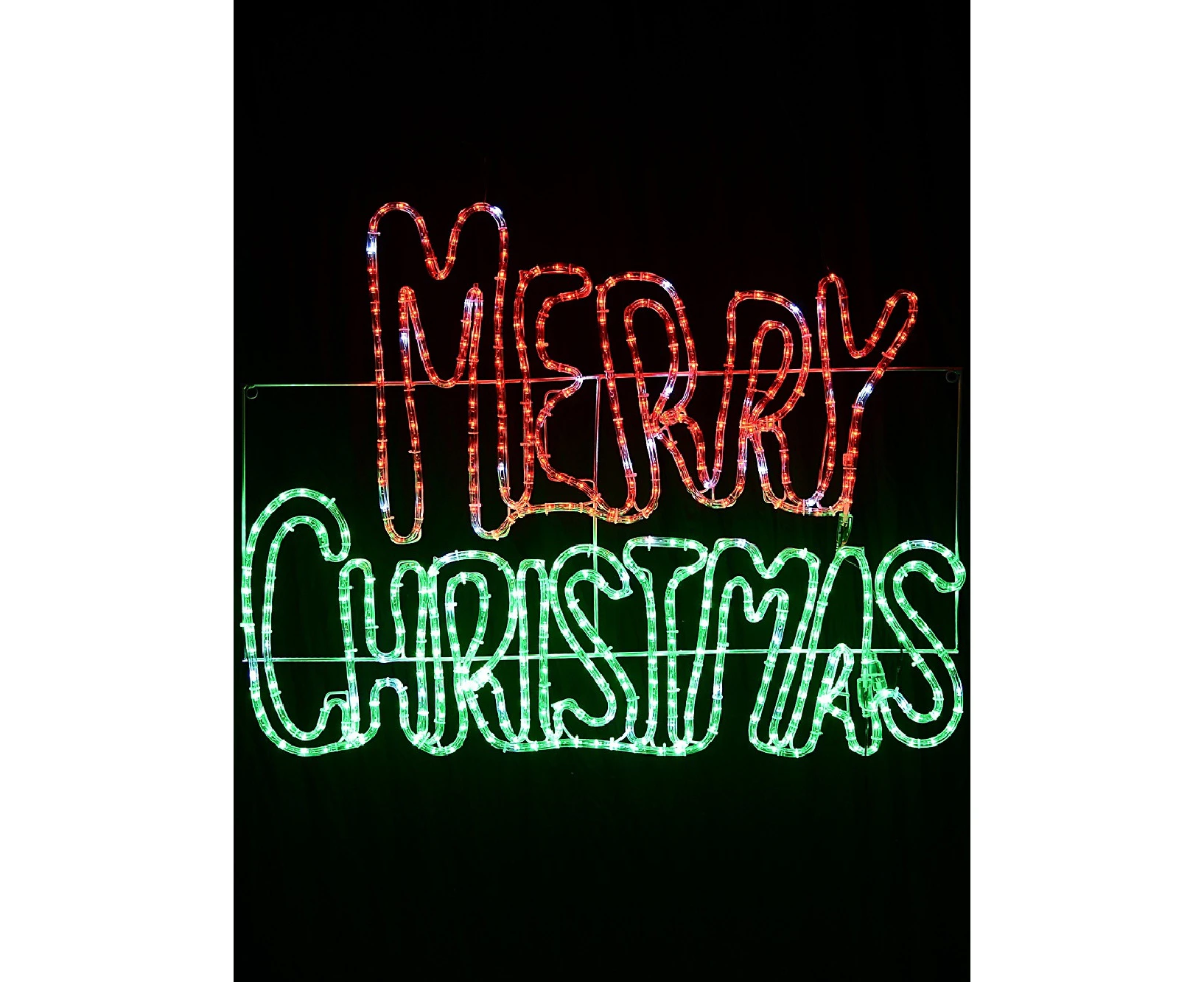 Red & Green Merry Christmas With Cool White Twinkle LED Light Display - 94cm