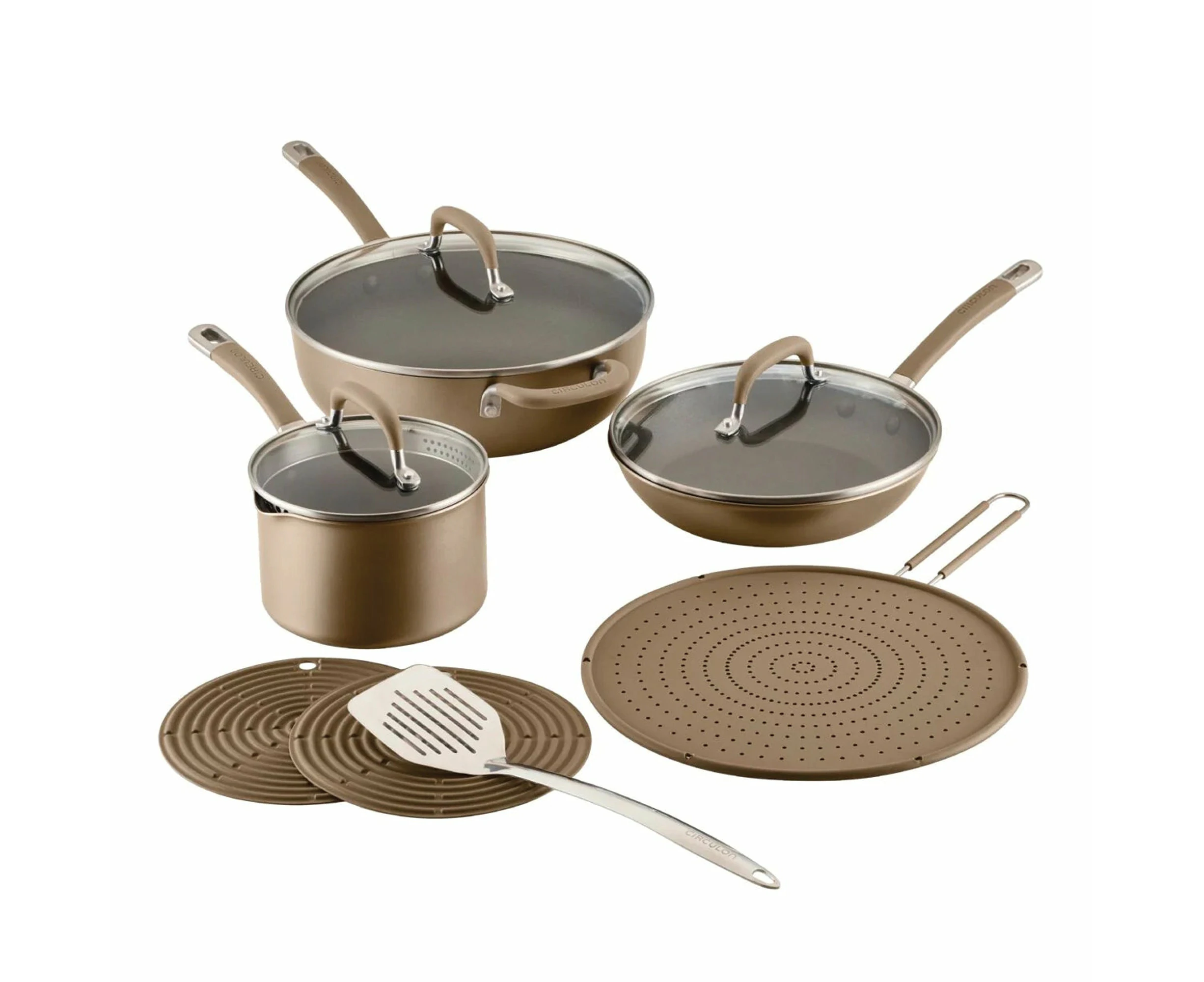 Circulon ScratchDefense A1 Nonstick Induction 10 Piece Cookware Set Champagne