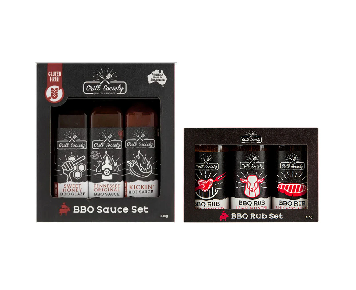 6pc Grill Society Cooking BBQ Steak/Meat/Vegetable Sauce/Glaze & Spice Rub Set