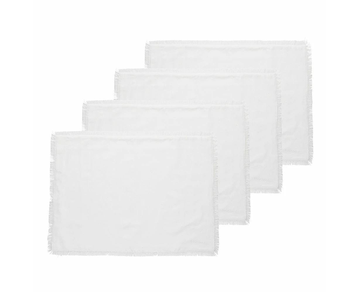 4pc Ecology Tableware Elegant Fray Dining Tabletop Placemats 53cm White