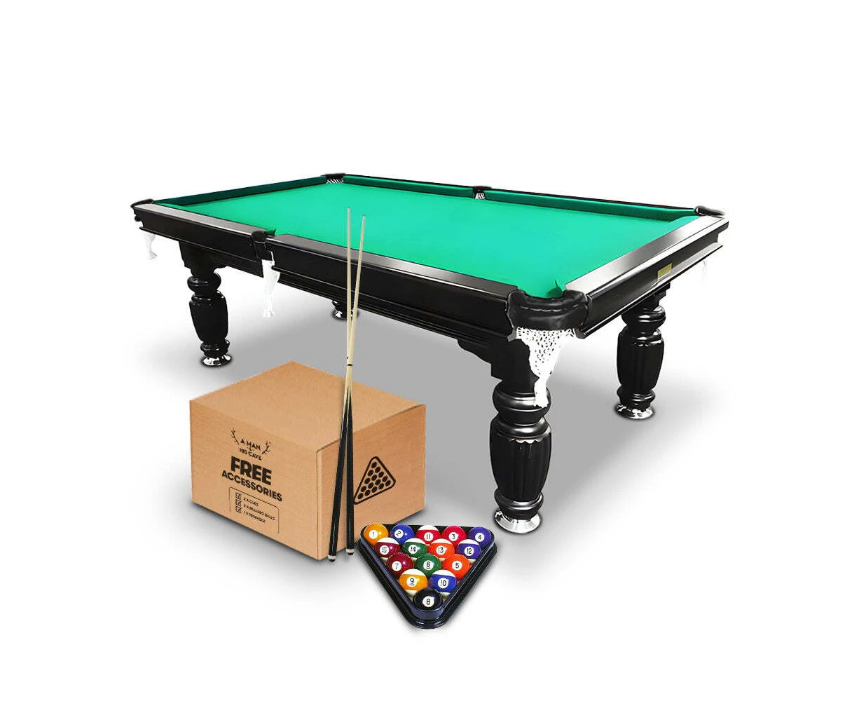 A Man & His Cave Classic 7ft Slate Pool/Billiards Table/Ball Set Black/GRN Felt