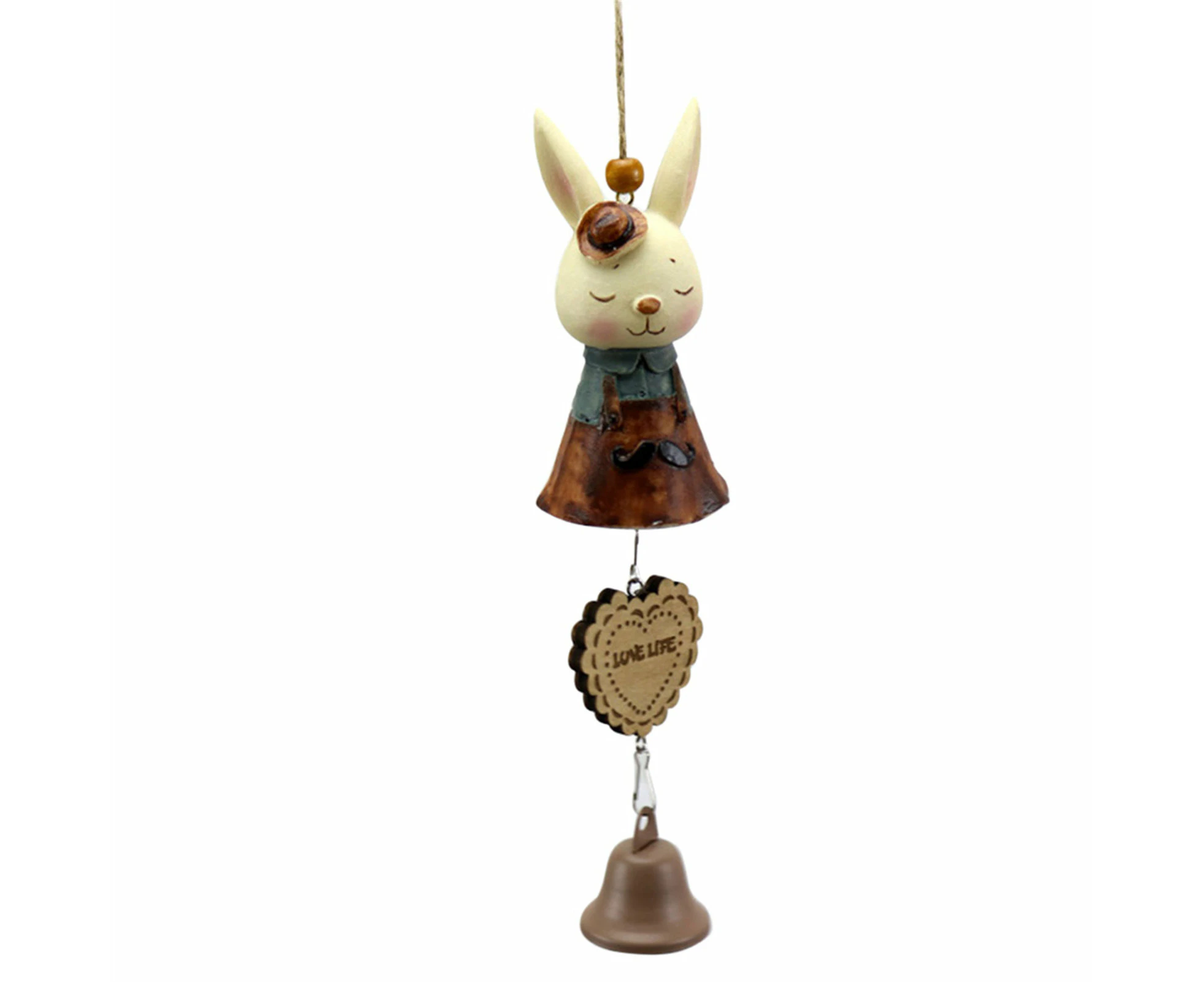 Cartoon Rabbit Wind Chime Hangings Easter Rabbit Decoration Ornament with Bell for Couple Birthday Valentine's Day Gifts