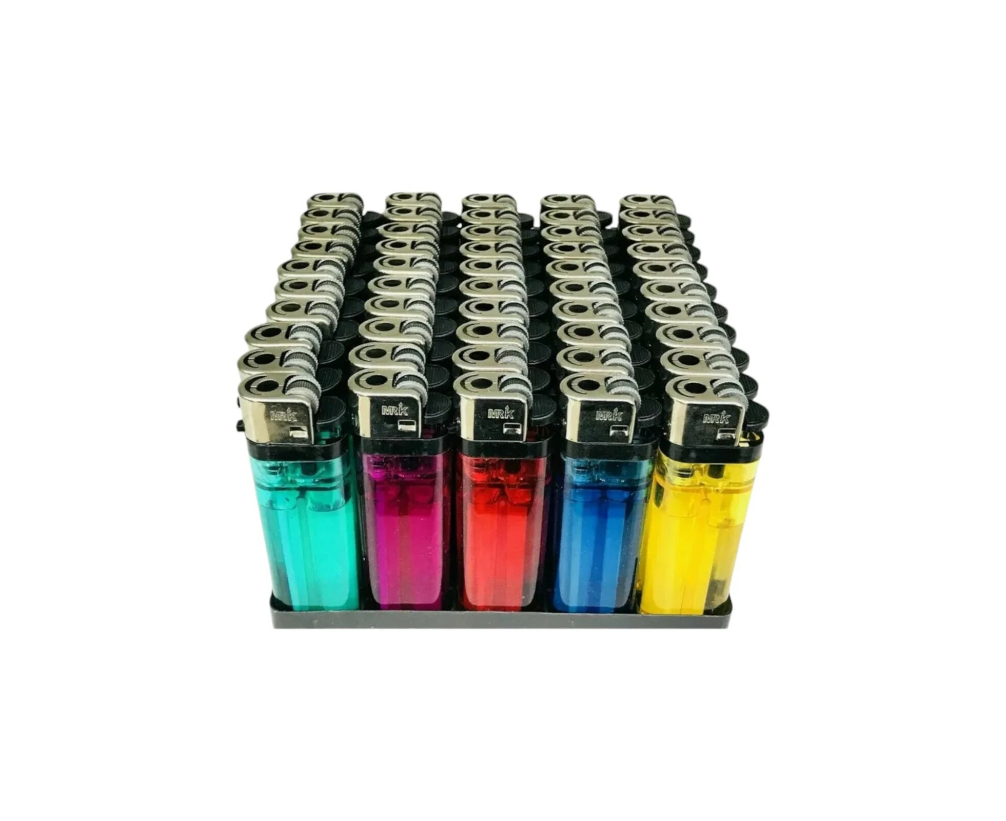 50 x Disposable Cigarette Lighters Durable Good Quality Bulk Assorted Colours (MRK)