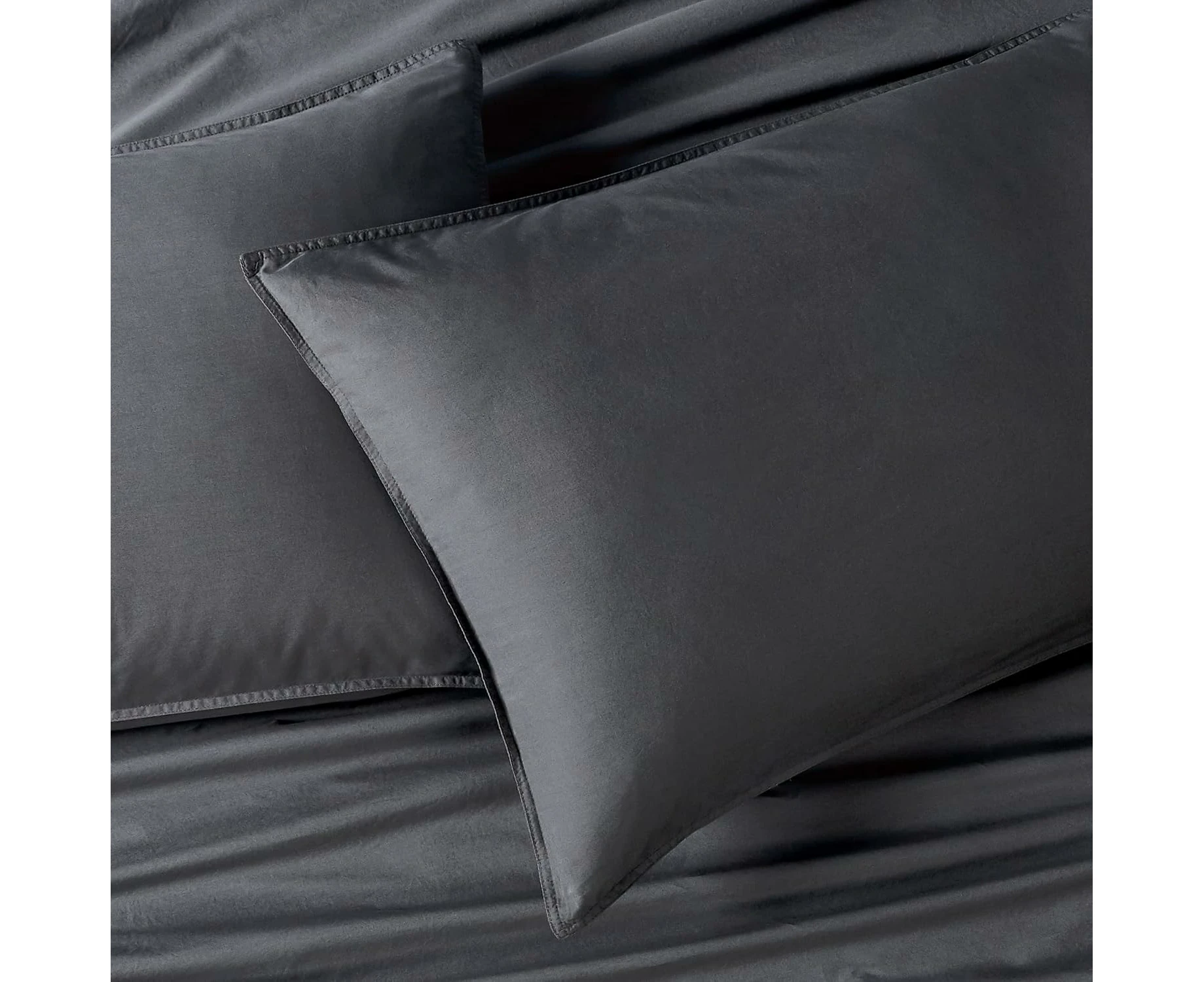 Gioia Casa Vintage Washed 100% Cotton Standard Pillowcase - Charcoal - 2 Pcs