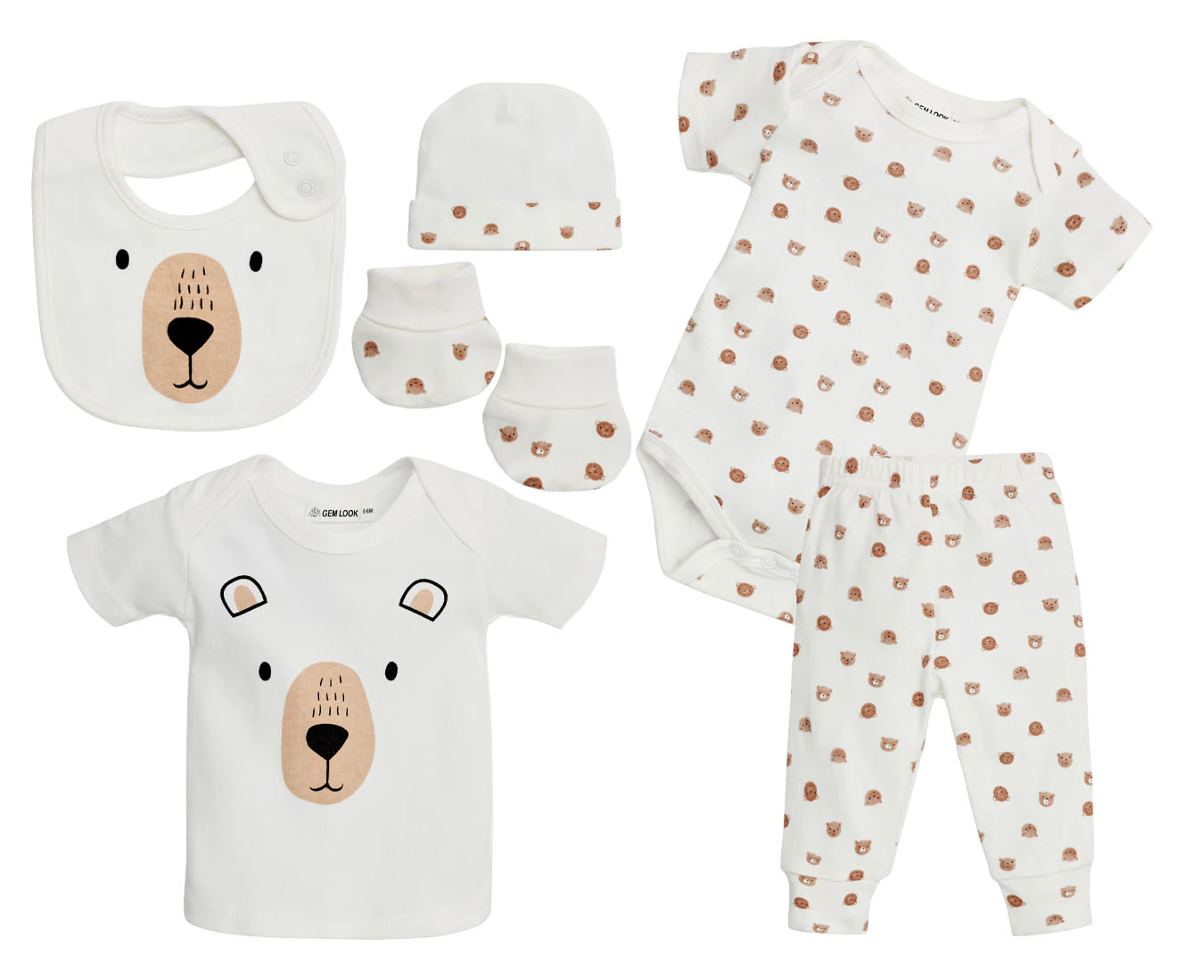 Gem Look Baby Bear Organic Cotton 6-Piece Clothes Set