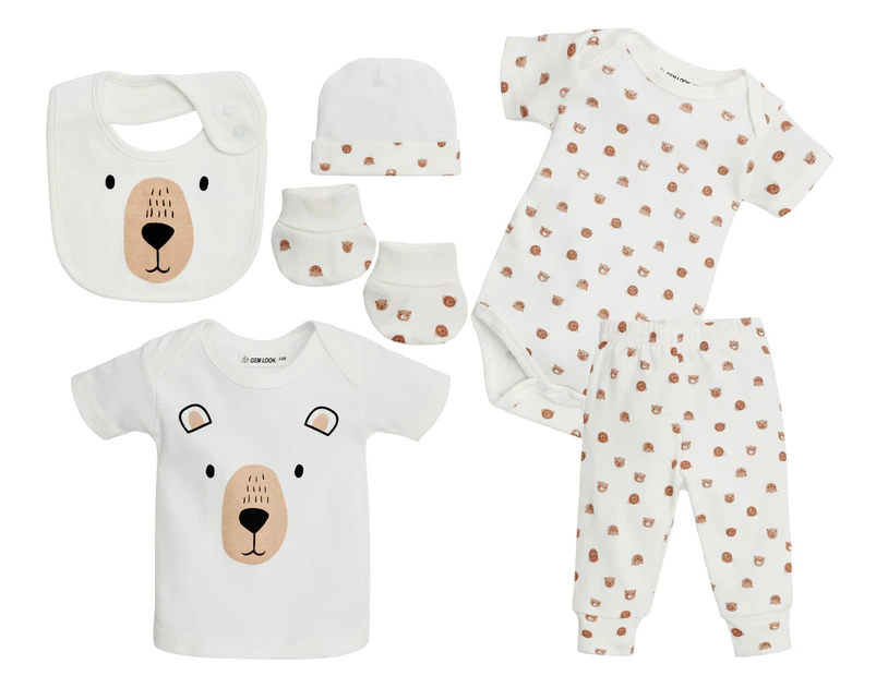 Gem Look Baby Bear Organic Cotton 6-Piece Clothes Set