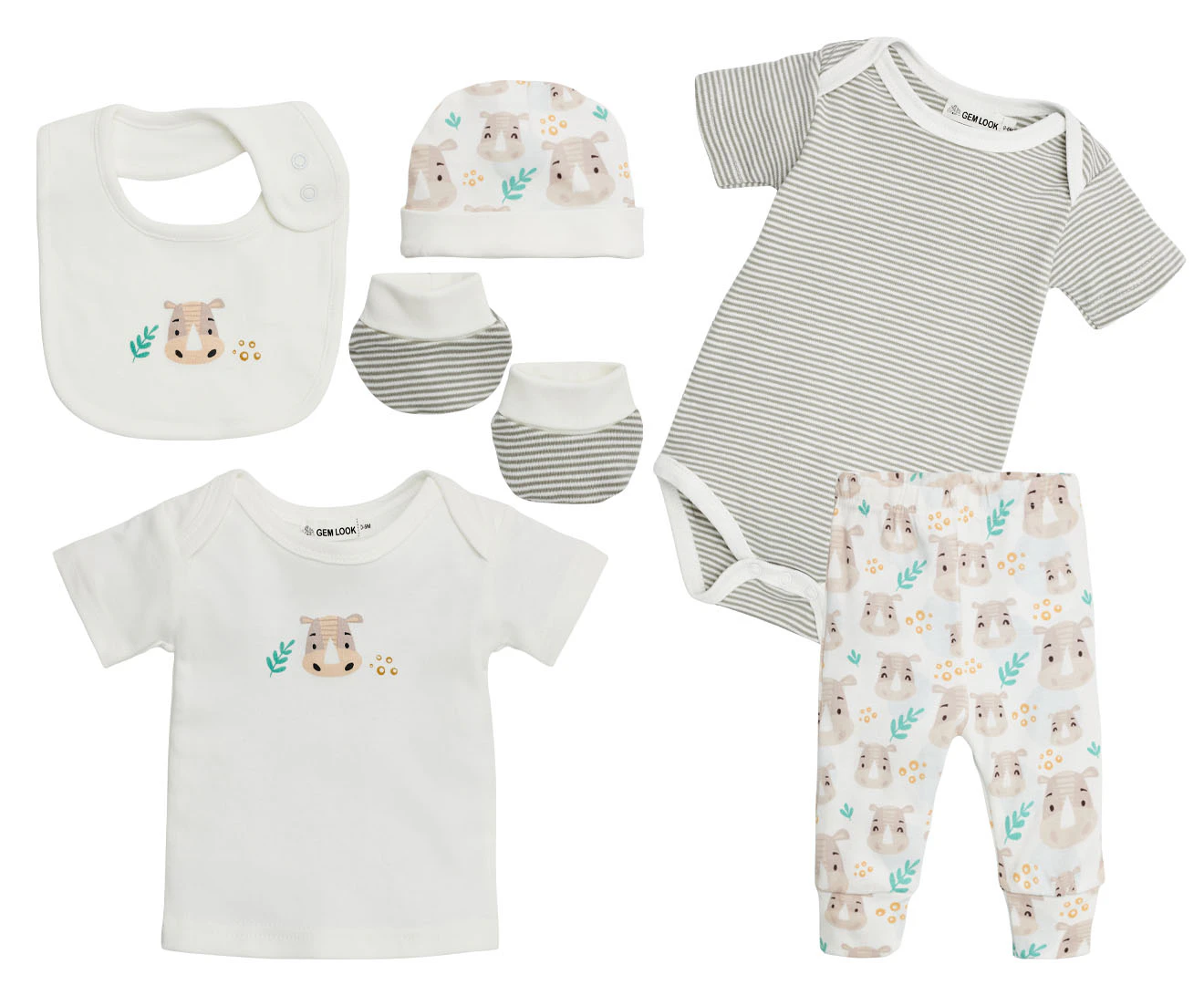 Gem Look Baby Rhino Organic Cotton 6-Piece Clothes Set