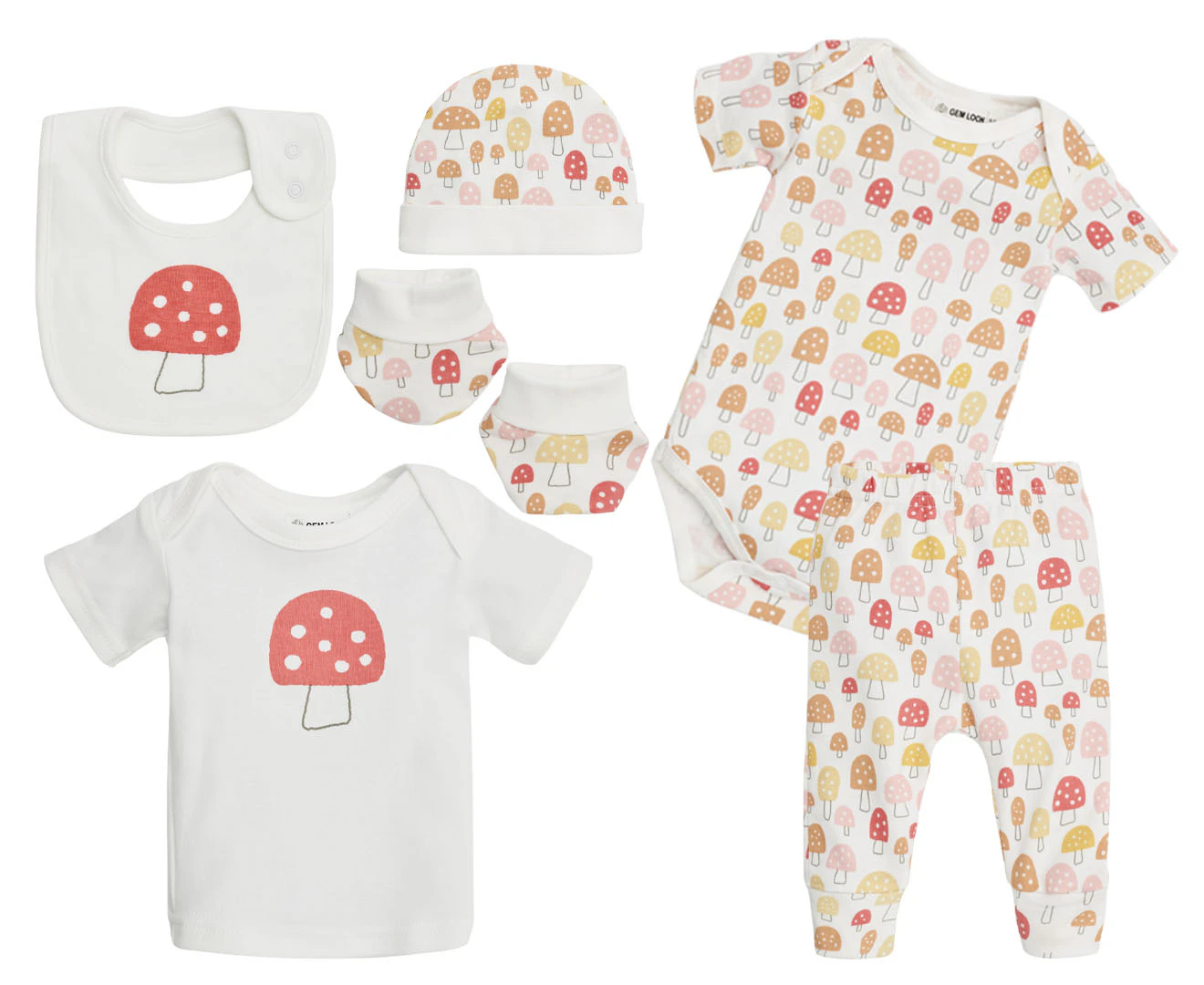 Gem Look Baby Mushroom Organic Cotton 6-Piece Clothes Set