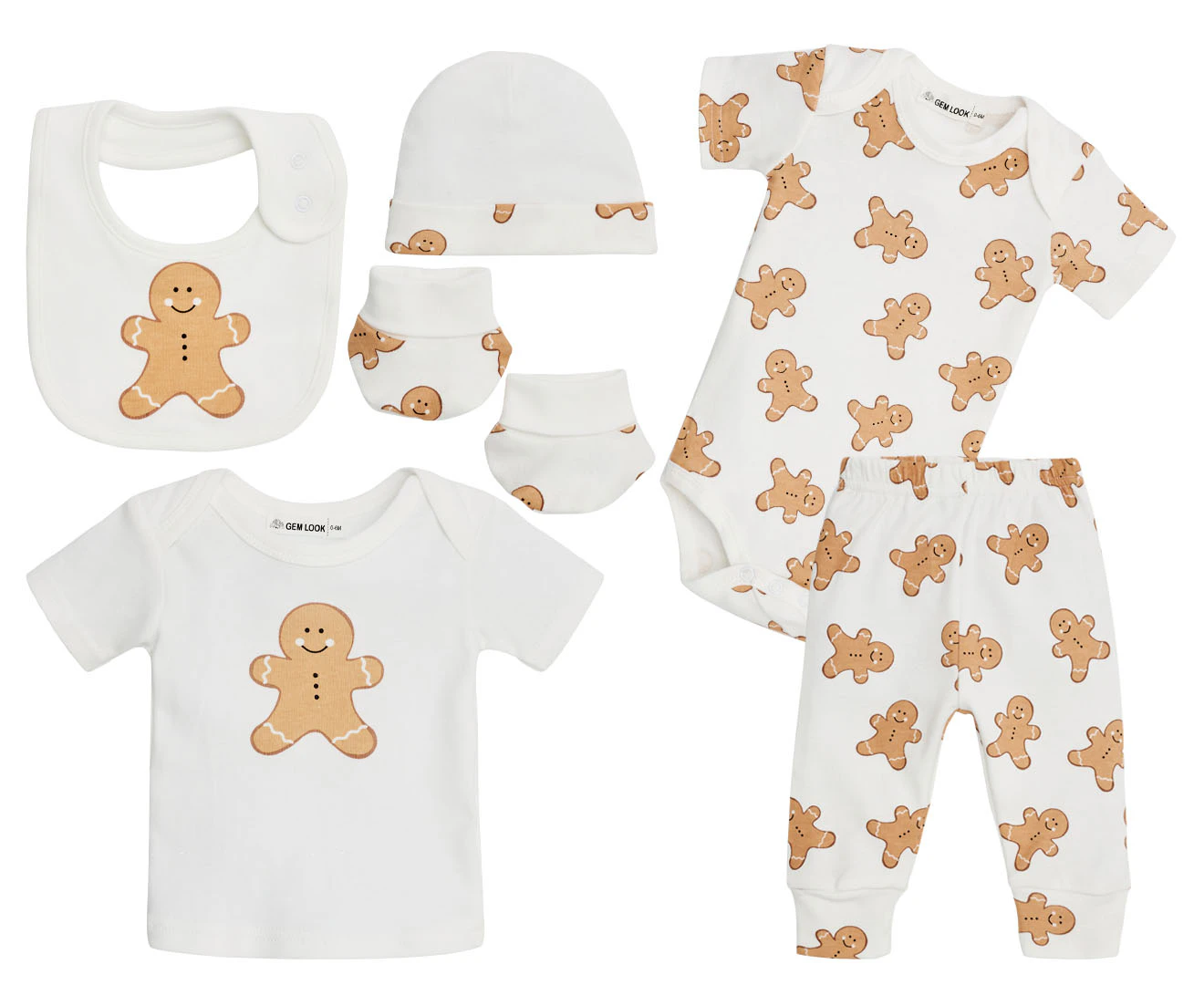 Gem Look Baby Gingerbread Organic Cotton 6-Piece Clothes Set