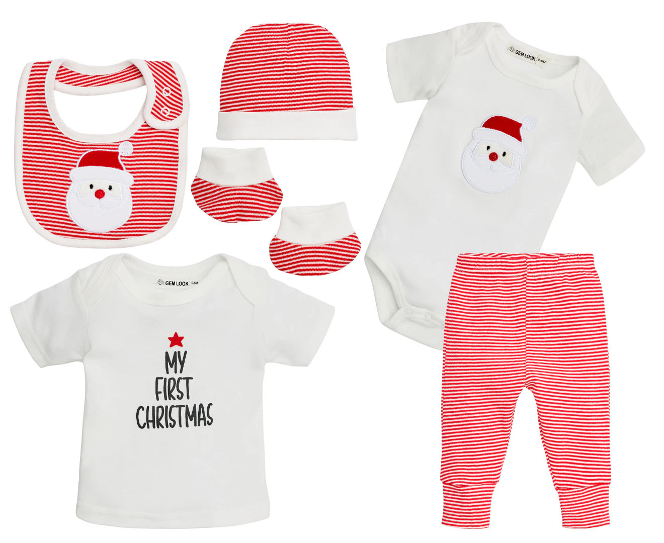 Gem Look Baby Santa Organic Cotton 6-Piece Clothes Set