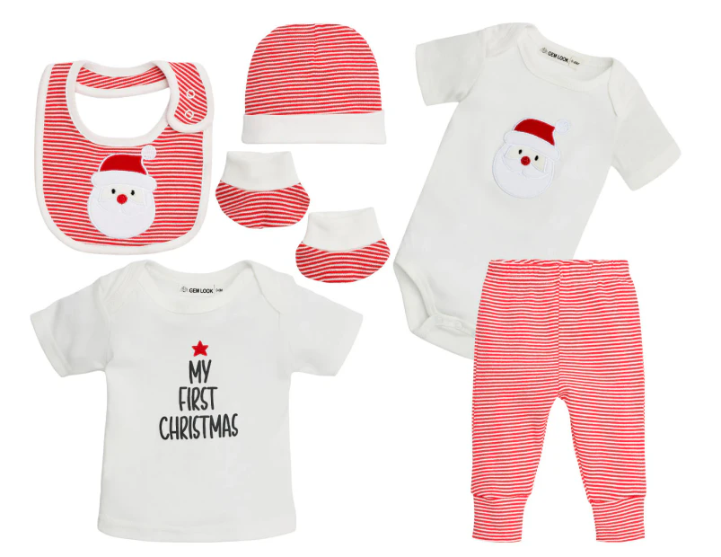 Gem Look Baby Santa Organic Cotton 6-Piece Clothes Set