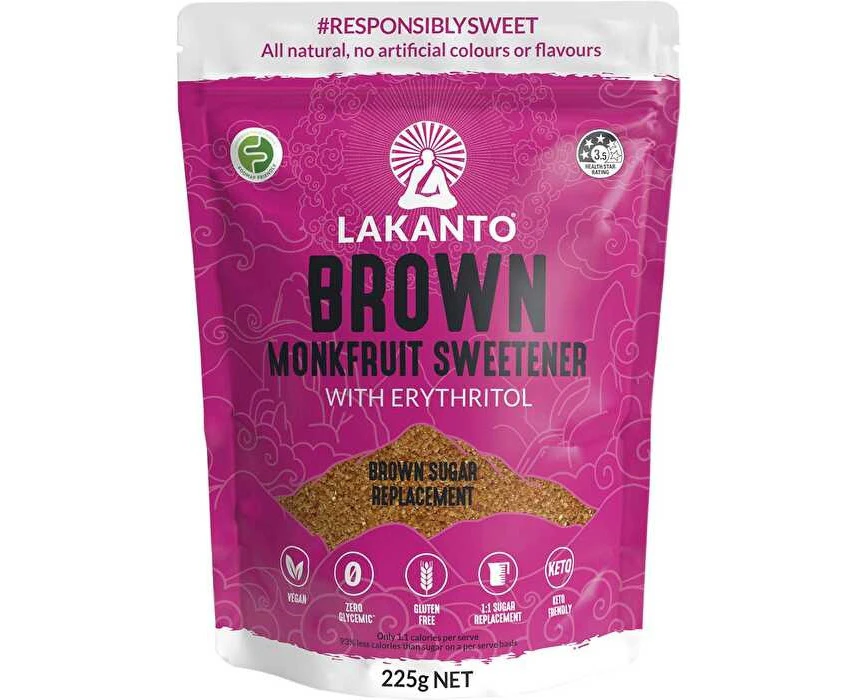 Lakanto Brown Monkfruit Sweetener Brown Sugar Replacement 225g