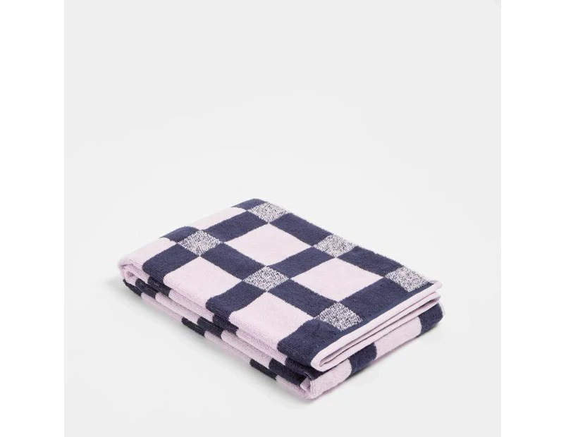 Target Kids Bath Towel - Ellis Check Navy/Purple