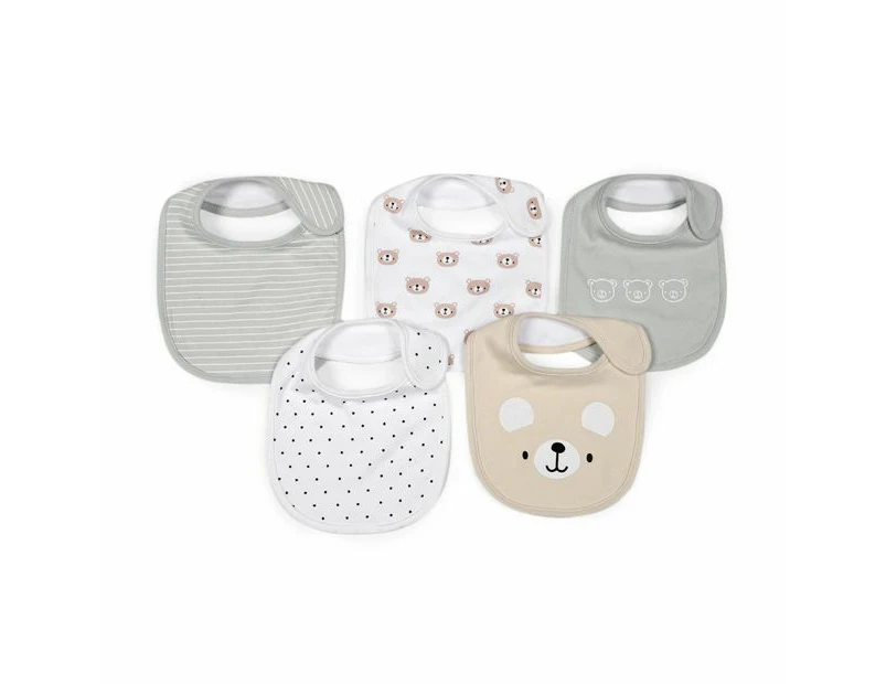 5 Pack Bibs, Bear - Anko