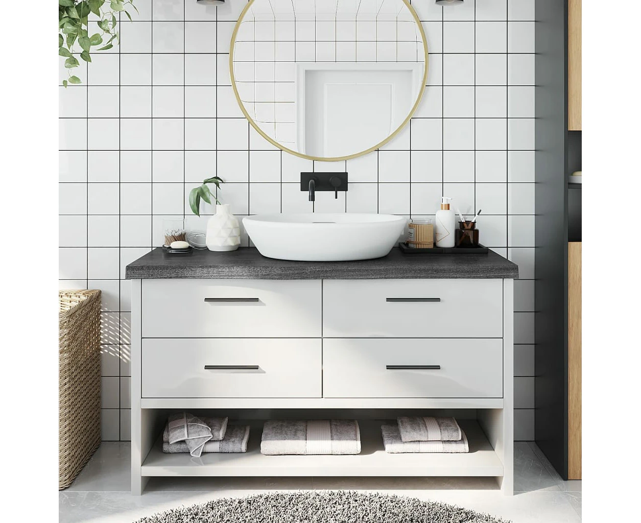 vidaXL Bathroom Countertop Dark Grey 100x40x6 cm Treated Solid Wood