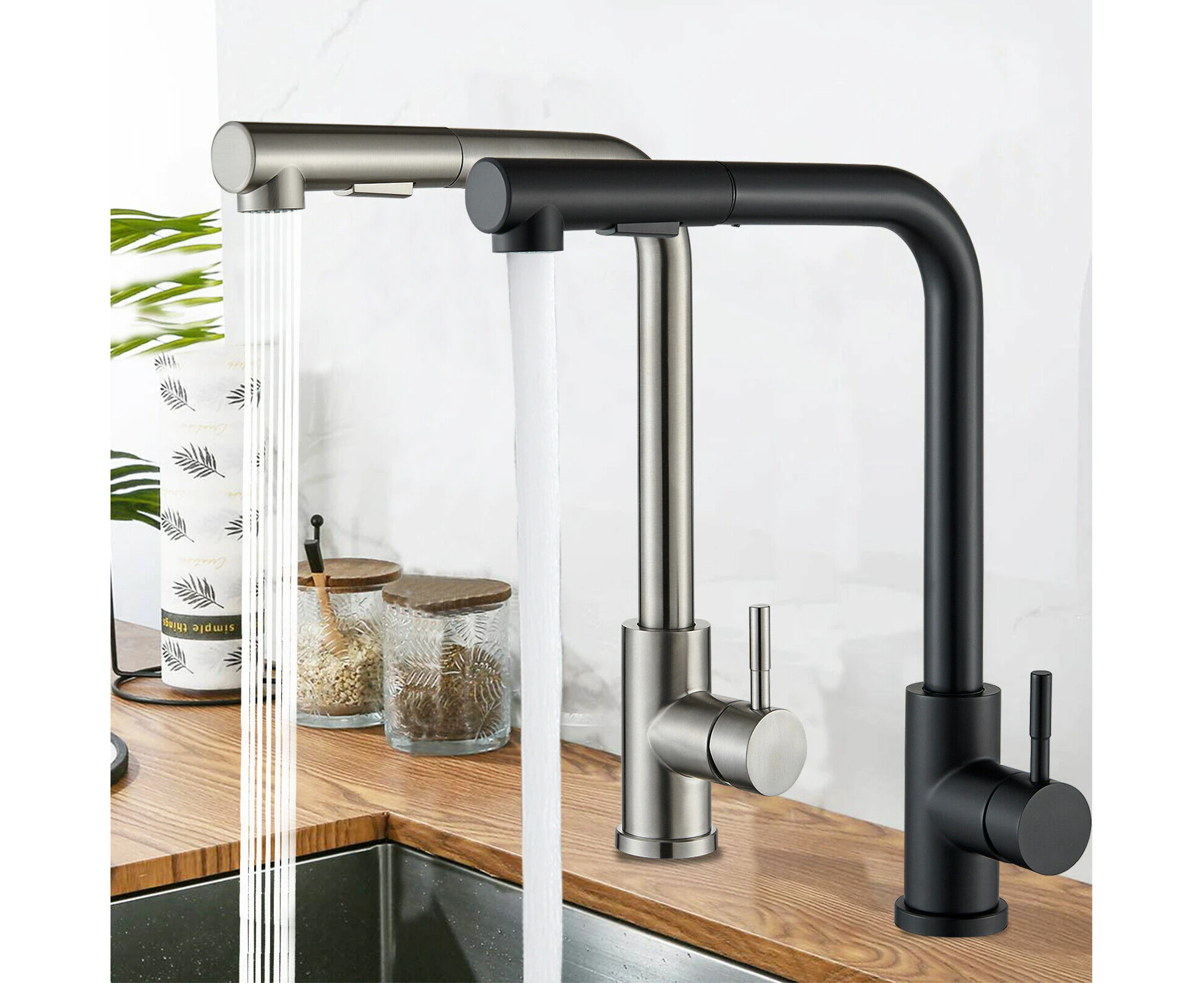 360° Kitchen Faucet Kitchen Faucet Extendable Shower Mixer Tap Stainless Steel