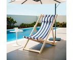 Gardeon Outdoor Deck Chair Wooden Sun Lounge Folding Beach Patio Furniture Blue