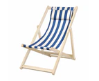 Gardeon Outdoor Deck Chair Wooden Sun Lounge Folding Beach Patio Furniture Blue