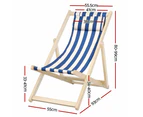 Gardeon Outdoor Deck Chair Wooden Sun Lounge Folding Beach Patio Furniture Blue