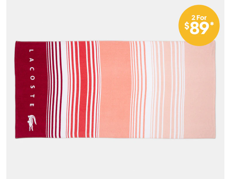 Lacoste Horizon Beach Towel - Coral