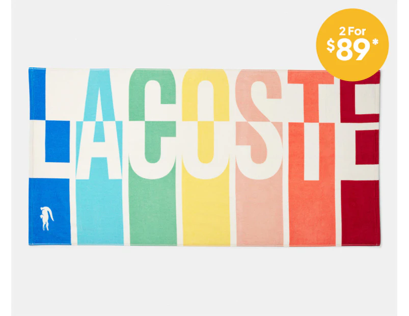 Lacoste Rainbow Logo Beach Towel - Multi