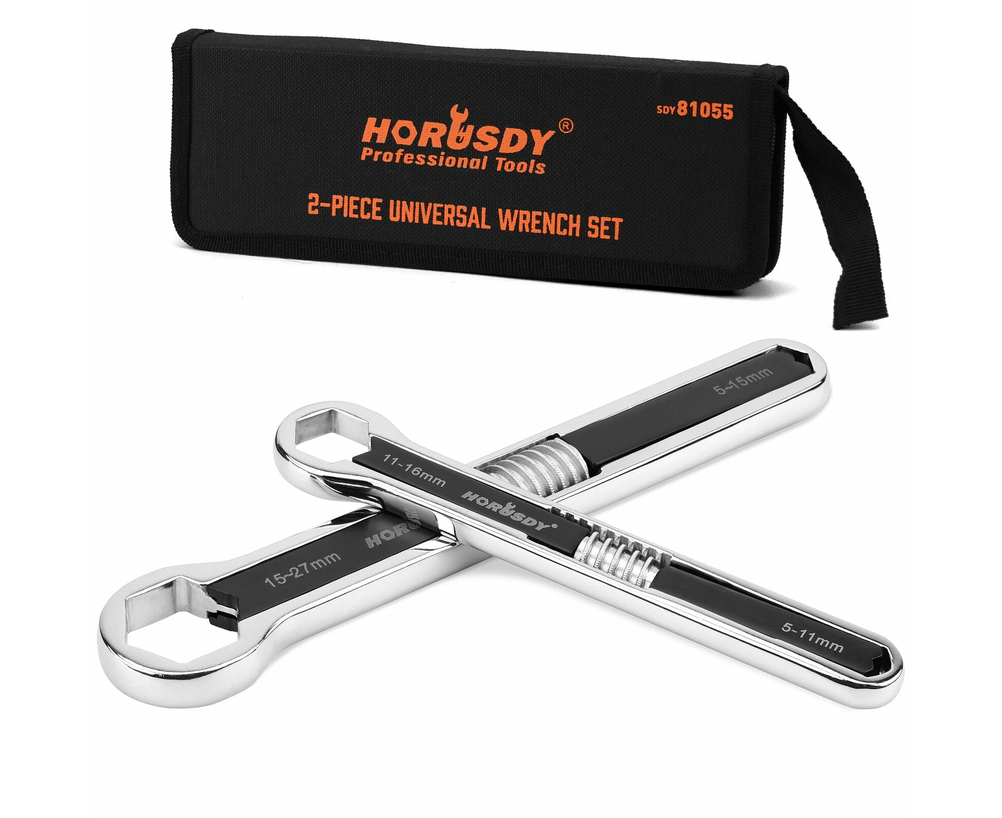 HORUSDY 2Pcs Universal Wrench Set SAE & Metric Spanner Hex E-Torx Triangle